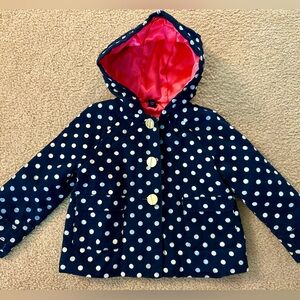BabyGap 4T Polka Dot Kids Swing Jacket with Hood Navy blue
